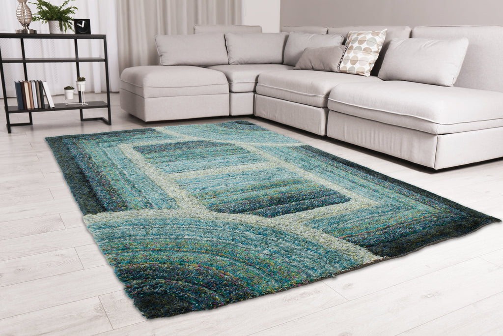 3D SHAGGY TRELLIS BLUE