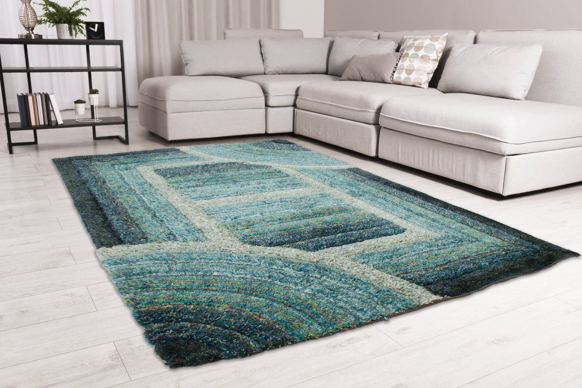 3D SHAGGY TRELLIS BLUE
