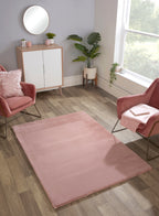 LUXE FAUX FUR RUG PLAIN BLUSH