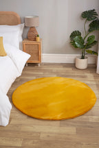 LUXE FAUX FUR RUG PLAIN OCHRE